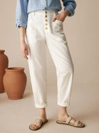 Linen Simple Button Fly Trousers HEIDI