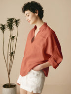 Linen Oversized Fit Pocket Shirt ELOWEN