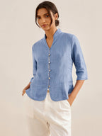 100% Linen Hand Button Fitted Jacket AMELIA