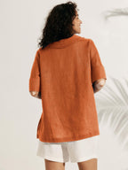 Linen V Neck Short Sleeve Shirt SIERRA