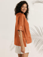 Linen V Neck Short Sleeve Shirt SIERRA