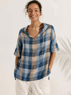 100% Linen V-Neck Short Sleeve Shirt SIERRA