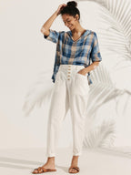 Linen V Neck Short Sleeve Shirt SIERRA