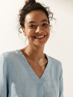 100% Linen Puff Sleeves Top LEAH