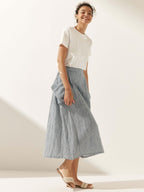 100% Linen Elastic Waist Skirt MARINA