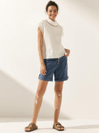 Linen Cutout Turtleneck Top QUINN