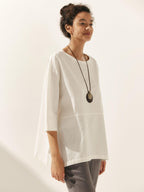 Linen White Boat Neck Oversized Top AVA