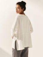 Linen White Boat Neck Oversized Top AVA