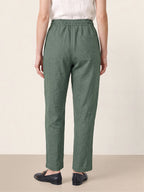 100% Linen Drawstring Utility Ankle Pants AMELINE