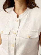 Linen Four-Pocket Tailored Sleeveless Vest COSIMA