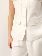 Linen Four-Pocket Tailored Sleeveless Vest COSIMA