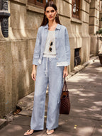 100% Linen Elastic Waist Straight-Leg Trousers JOURDAN