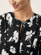 100% Linen Floral Printed Gathered Pullover Top AMIYA