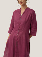 100% Linen Hand Button Long Top DILLON