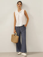 100% Linen Structured Collar Sleeveless Blouse BLAIR