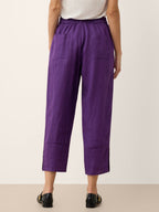 100% Linen Artisan Button Tapered Pants KATHERINE