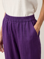 100% Linen Artisan Button Tapered Pants KATHERINE