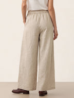 100% Linen Pleated Waist Wide Leg Pants LOUISA