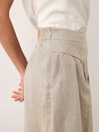 100% Linen Pleated Waist Wide Leg Pants LOUISA