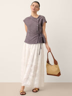 100% Linen Asymmetric Wrap Tie Waist Top GRETCHEN