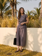 100% Linen Asymmetric Wrap Tie Waist Top GRETCHEN