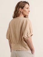 100% Linen Batwing Sleeve Peplum Shirt MIRELLA