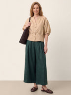 100% Linen Batwing Sleeve Peplum Shirt MIRELLA