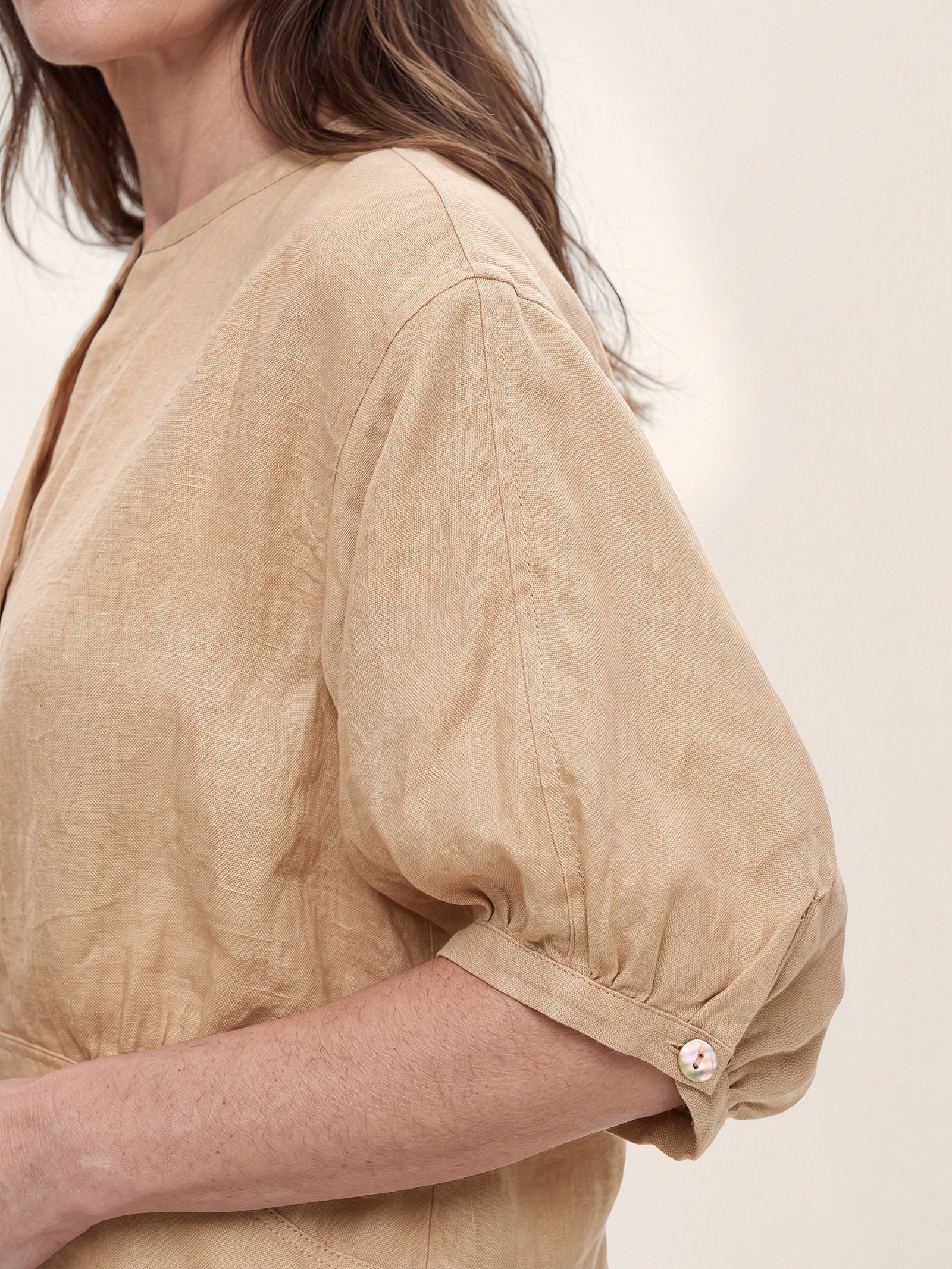 100% Linen Batwing Sleeve Peplum Shirt MIRELLA
