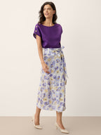 100% Linen Round Neck Button Detail Top ISABELLE