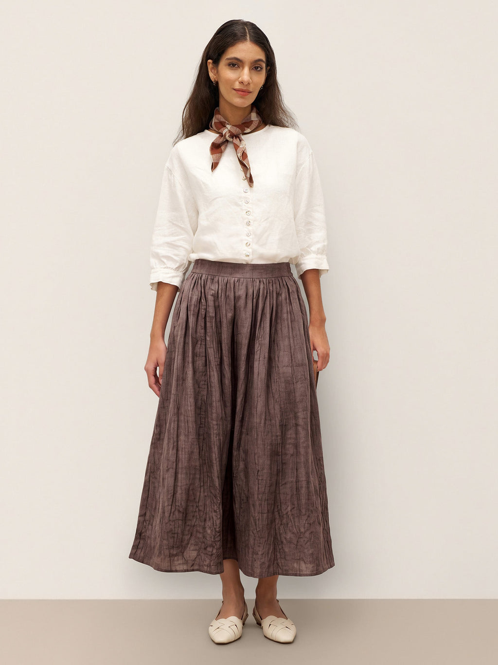 100% Linen Button-Front Drop Shoulder Shirt EASTER