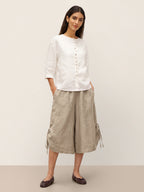100% Linen Button-Front Drop Shoulder Shirt EASTER