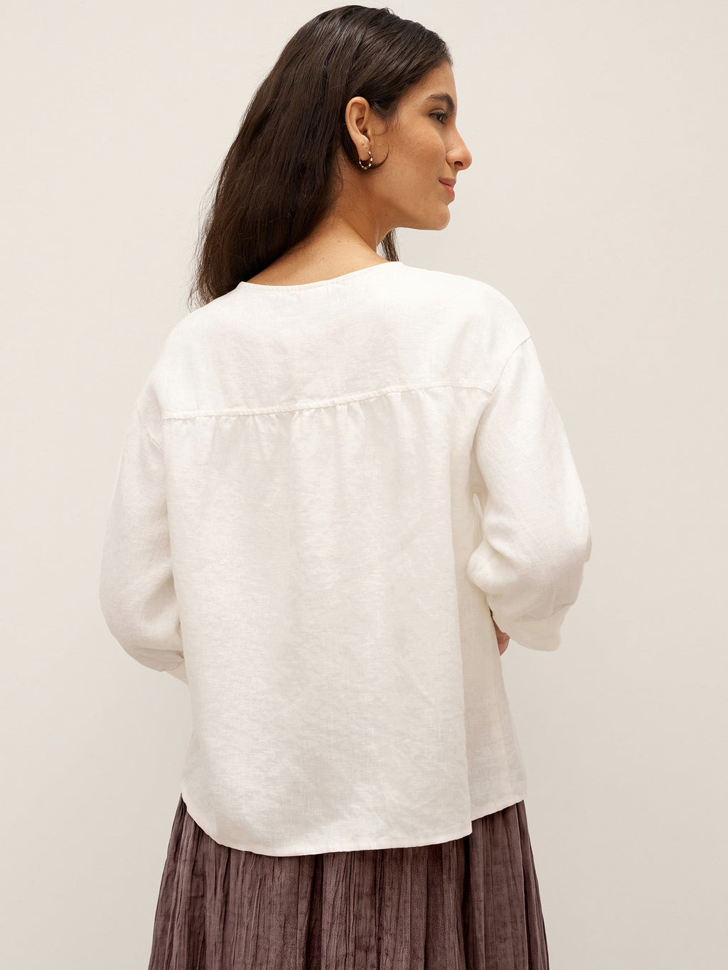 100% Linen Button-Front Drop Shoulder Shirt EASTER
