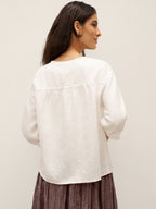 100% Linen Button-Front Drop Shoulder Shirt EASTER