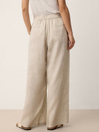 100% Linen Buttoned Slit-Hem Pants KATYA