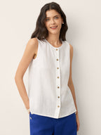 100% Linen Buttons Down Tank Top ERIN