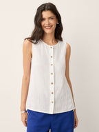 100% Linen Buttons Down Tank Top ERIN