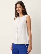 100% Linen Buttons Down Tank Top ERIN