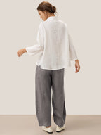 100% Linen Classic Side Neck Top CORA