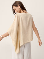 100% Linen Cowl-Neck Asymmetric Top LEVINA