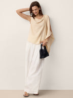 100% Linen Cowl-Neck Asymmetric Top LEVINA