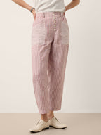 100% Linen Striped Patch Pocket Tapered Pants NERISSAH