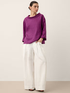 100% Linen Draped Neck Top HOLLIS