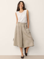 100% Linen Drawstring Hem Elasticated Waist Balloon Pants CALANTHE
