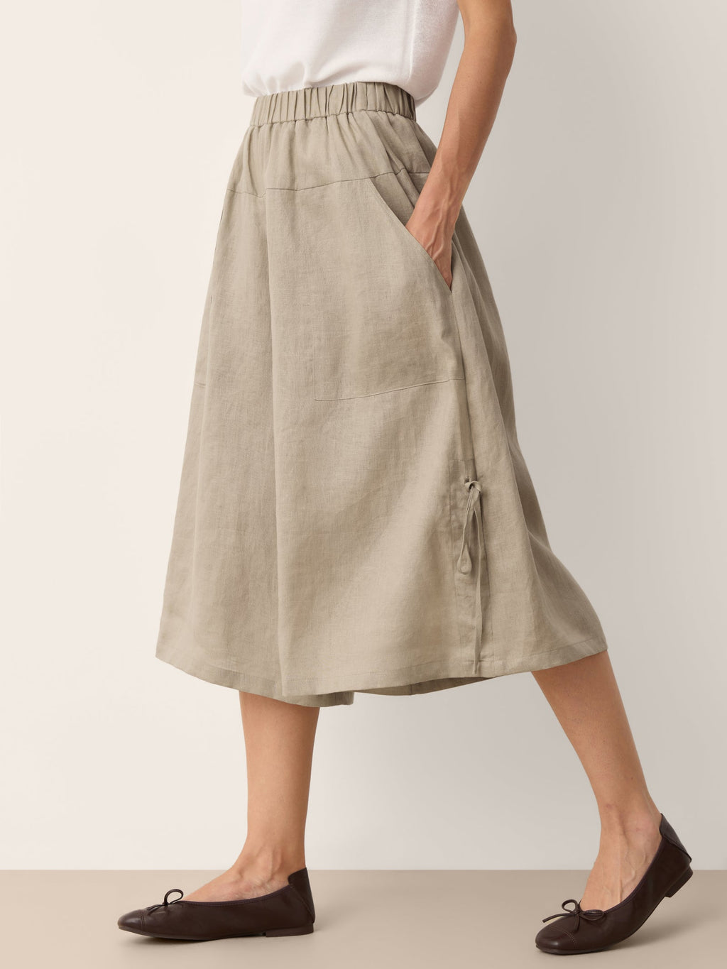 100% Linen Drawstring Hem Elasticated Waist Balloon Pants CALANTHE