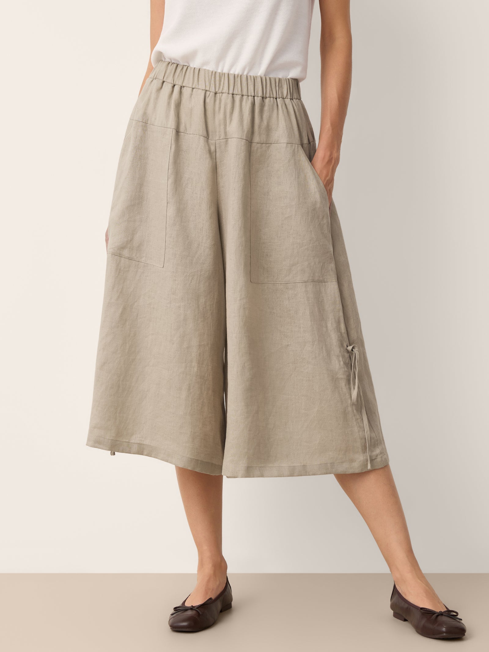 100% Linen Drawstring Hem Elasticated Waist Balloon Pants CALANTHE