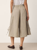 100% Linen Drawstring Hem Elasticated Waist Balloon Pants CALANTHE