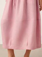100% Linen Drawstring Lantern Maxi Skirt with Pockets ROXANNE