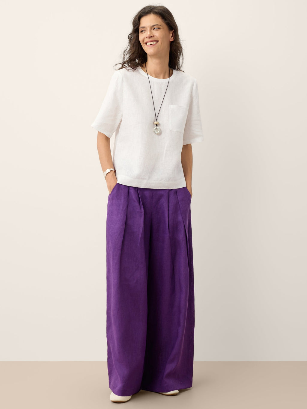 100% Linen Drop Shoulder Boxy Top REGINA