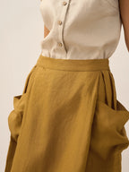 100% Linen Elastic Waist Skirt MARINA