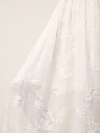 100% Linen Floral Embroidered Elastic Waist Maxi Skirt FREYAH
